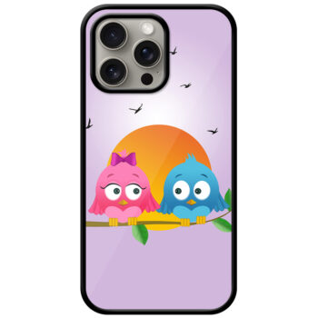 Sunset Bird Couple Graphic Illustration Metal TPU Printed Case
