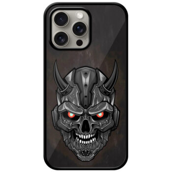 Evil Robotic Skull Illustration Metal TPU Printed Case