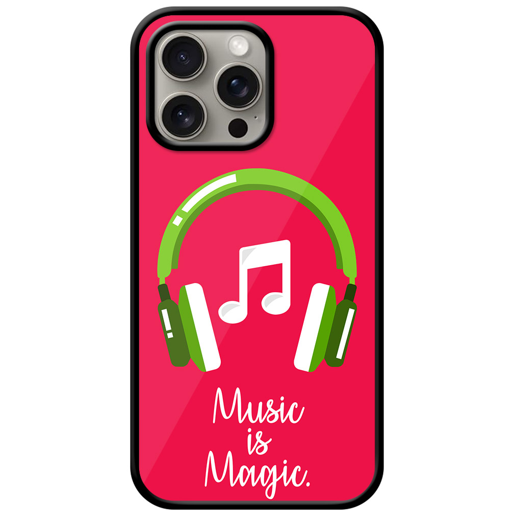 Music Is Magic Headphones Vector Illustration Metal TPU Printed Case