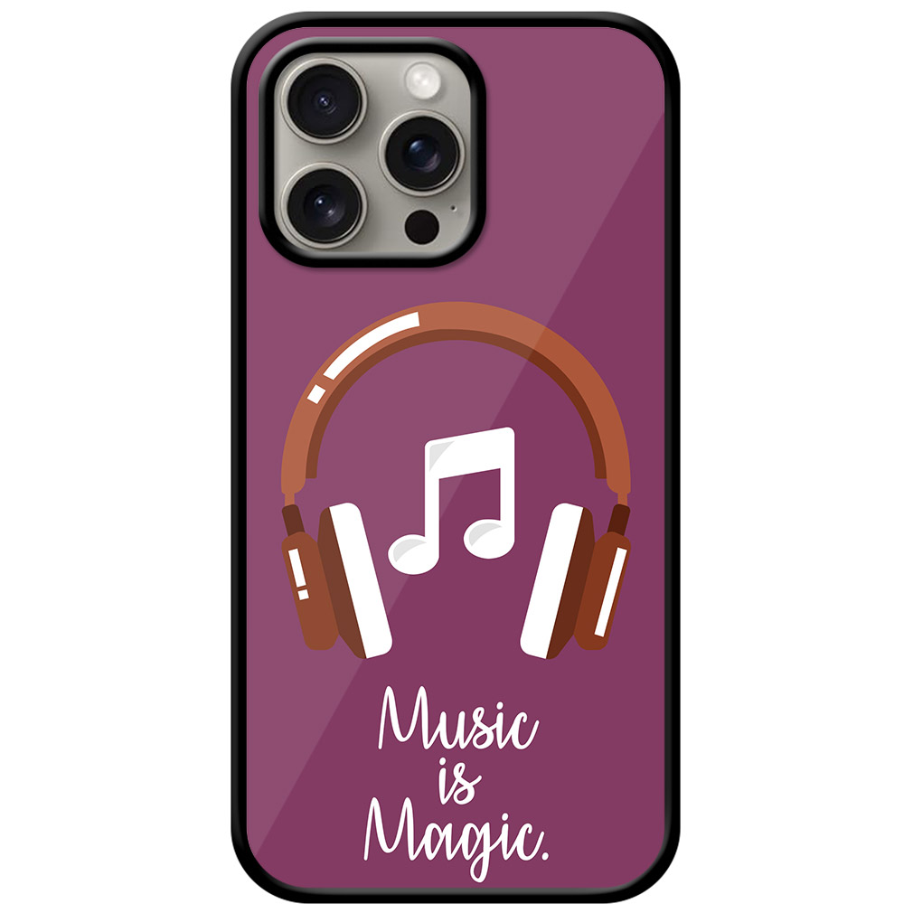 Music Is Magic Headphones Vector Illustration Metal TPU Printed Case