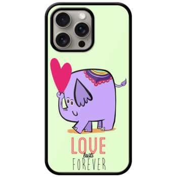 Love Forever Cartoon Elephant Design Metal TPU Printed Case