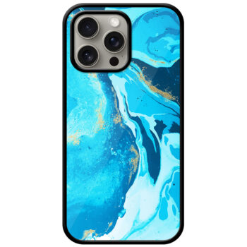 Aesthetic Blue Liquid Marble Artpiece Metal TPU Printed Case