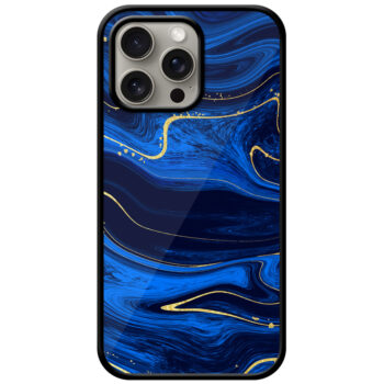 Aesthetic Blue Liquid Marble Artpiece Metal TPU Printed Case