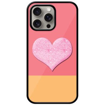 Cute Pink Glitter Heart Design Metal TPU Printed Case