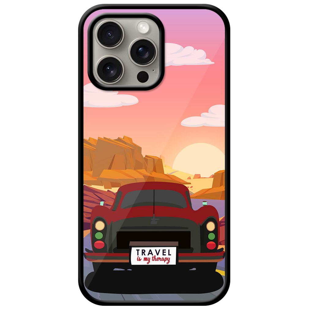 Classic Car Sunset Graphic Illustration Metal TPU Printed Case