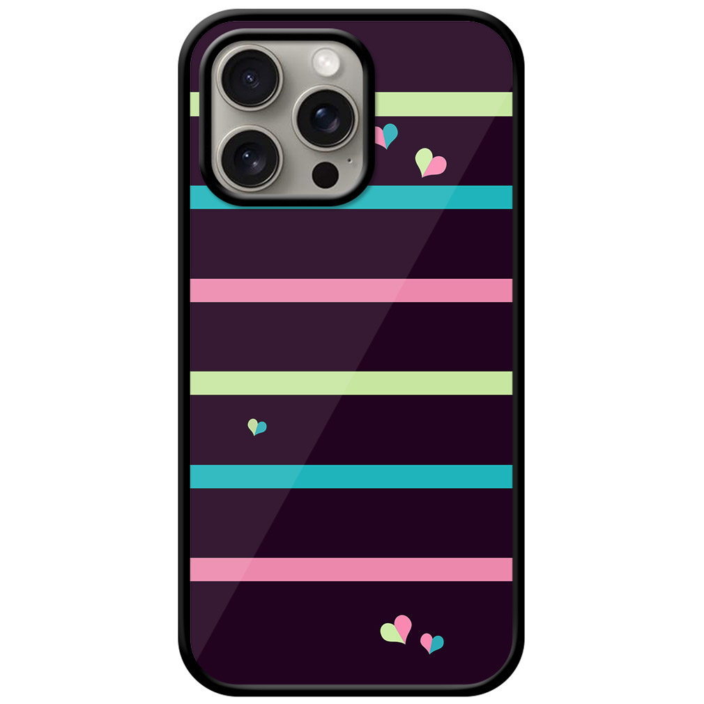 Heart Multistripe Pattern Metal TPU Printed Case