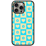 Heart Flower Checked Design Metal TPU Printed Case