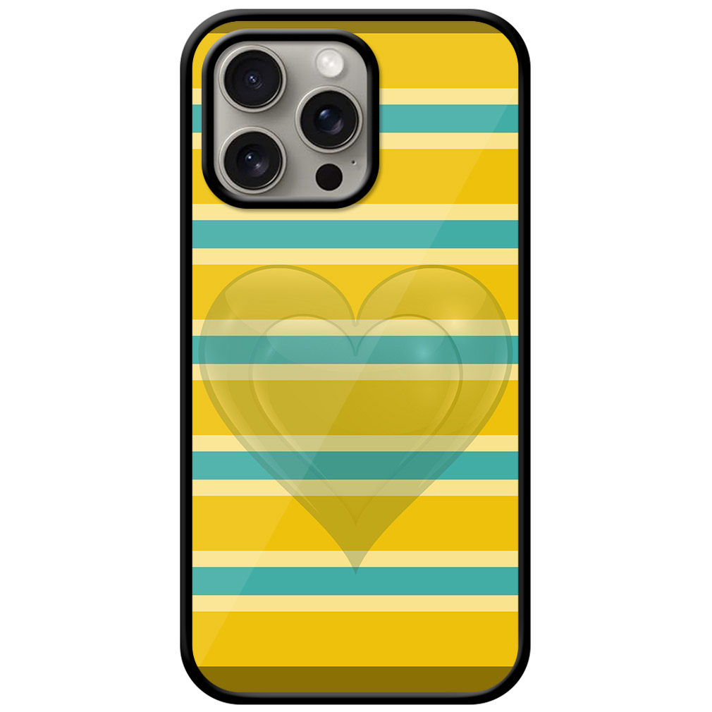 Dual Heart Horizontal Stripes Pattern Metal TPU Printed Case