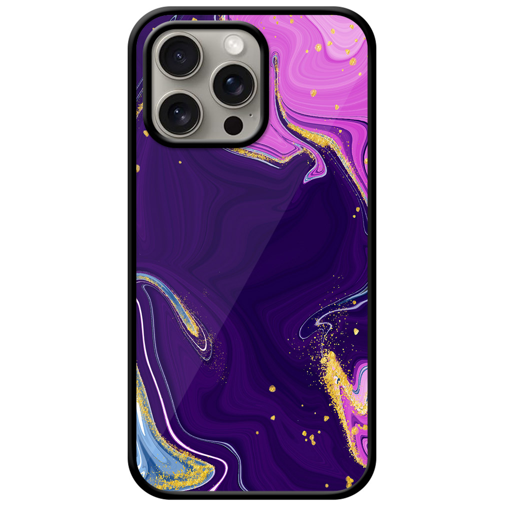 Glitter Gold Liquid Marble Design Metal TPU Printed Case