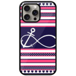 Anchor Heart Stripe Pattern Metal TPU Printed Case