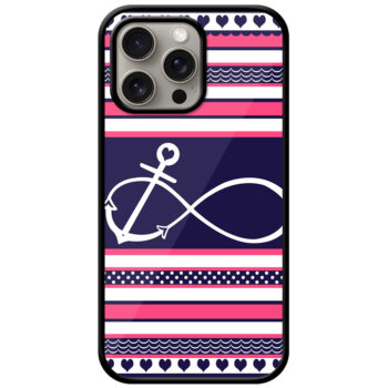 Anchor Heart Stripe Pattern Metal TPU Printed Case