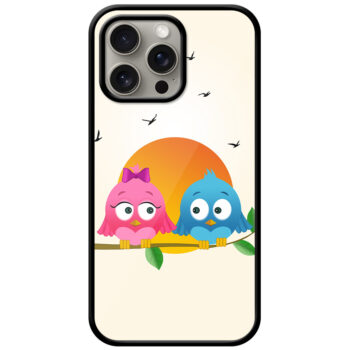 Sunset Bird Couple Graphic Illustration Metal TPU Printed Case