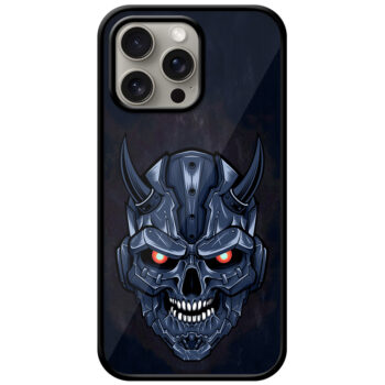 Evil Robotic Skull Illustration Metal TPU Printed Case
