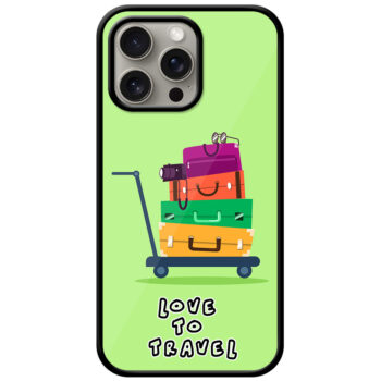 Love To Travel Luggage Trolly Vector Ilustration Metal TPU Printed Case