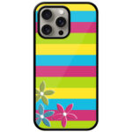 Flower Stripe Pattern Metal TPU Printed Case