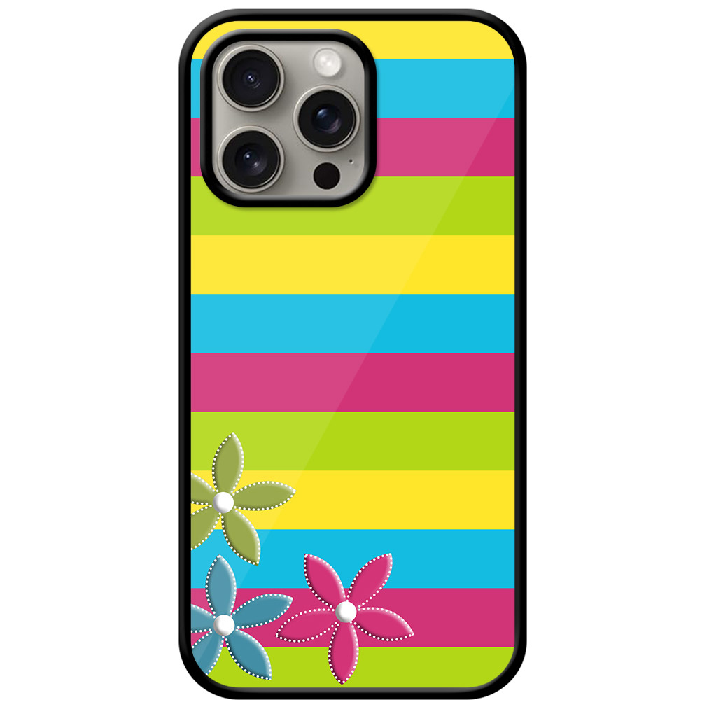Flower Stripe Pattern Metal TPU Printed Case