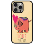 Love Forever Cartoon Elephant Design Metal TPU Printed Case