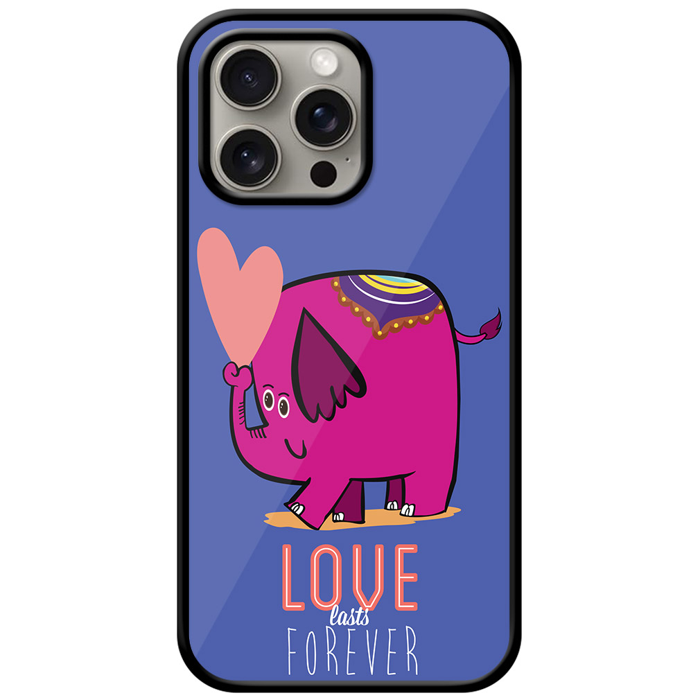 Love Forever Cartoon Elephant Design Metal TPU Printed Case