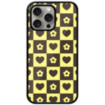 Heart Flower Checked Design Metal TPU Printed Case