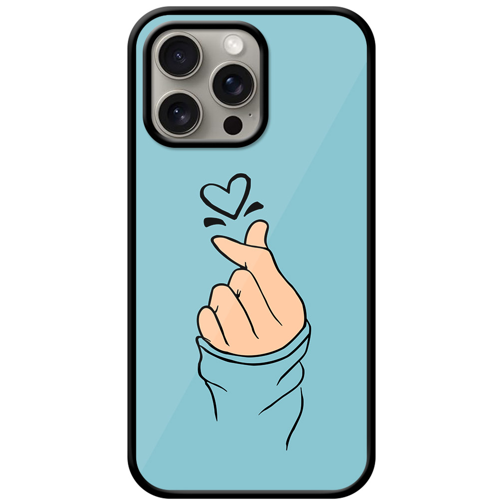 Korean Hand Love Symbol Design Metal TPU Printed Case