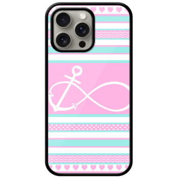Anchor Heart Stripe Pattern Metal TPU Printed Case