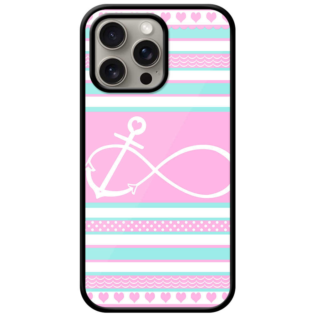 Anchor Heart Stripe Pattern Metal TPU Printed Case