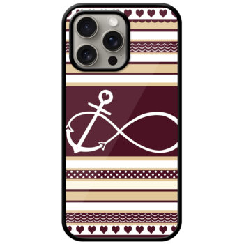 Anchor Heart Stripe Pattern Metal TPU Printed Case