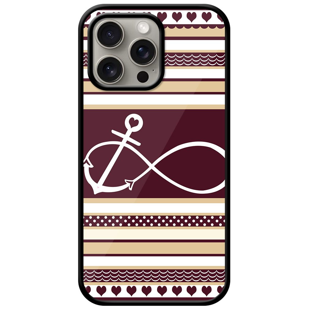 Anchor Heart Stripe Pattern Metal TPU Printed Case