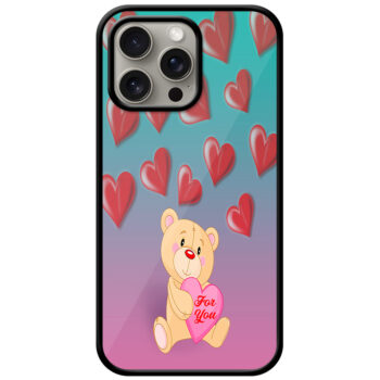 Cute Teddy Heart Pattern Metal TPU Printed Case