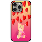 Cute Teddy Heart Pattern Metal TPU Printed Case