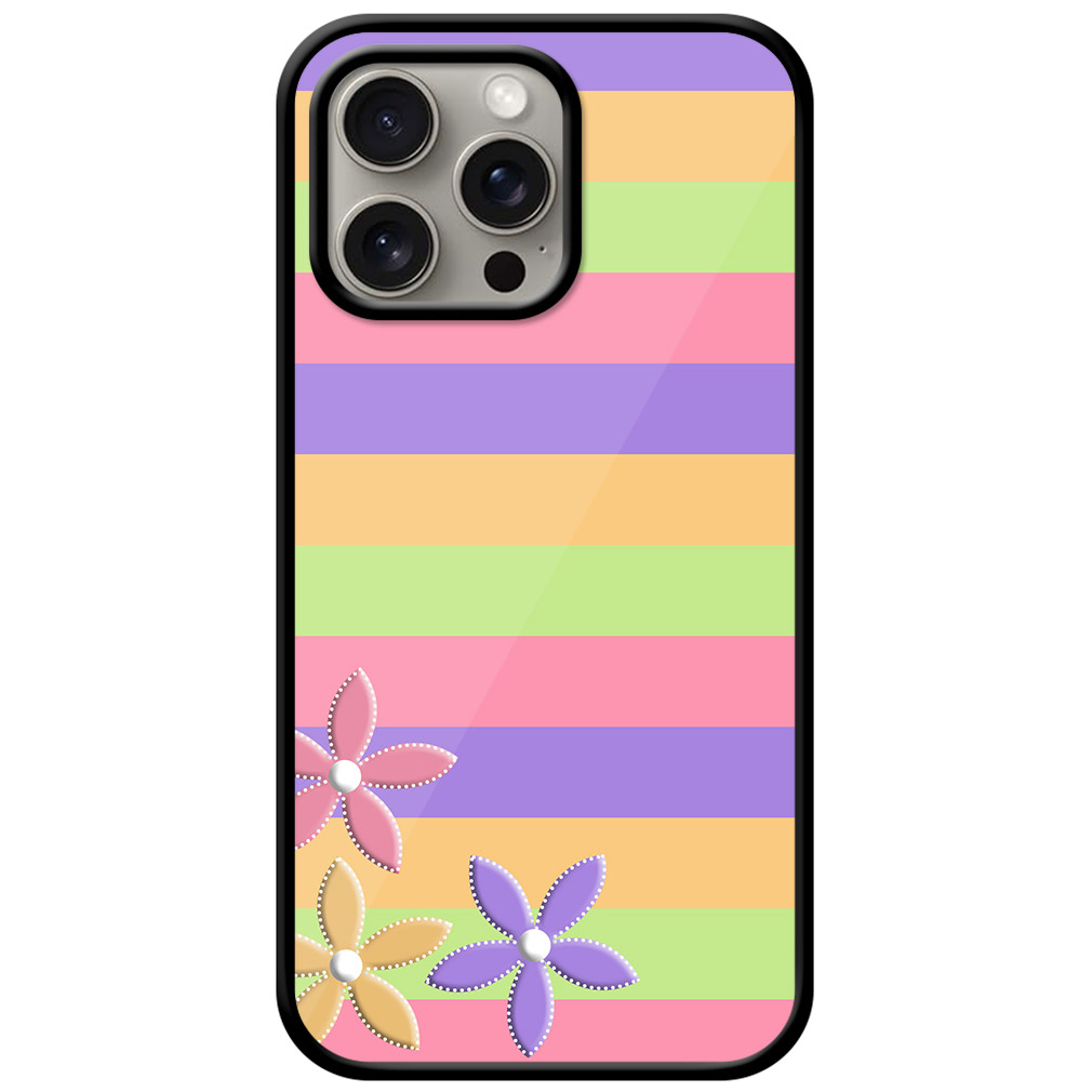 Flower Stripe Pattern Metal TPU Printed Case