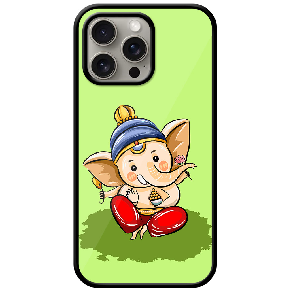 Happy Lord Ganesha Illustartion Metal TPU Printed Case