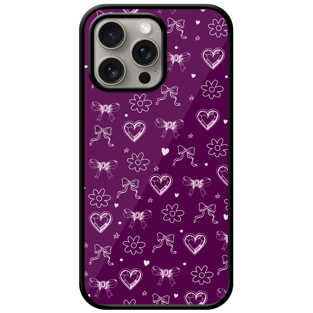 Cute Ribbon Pattern Metal TPU Printed Case