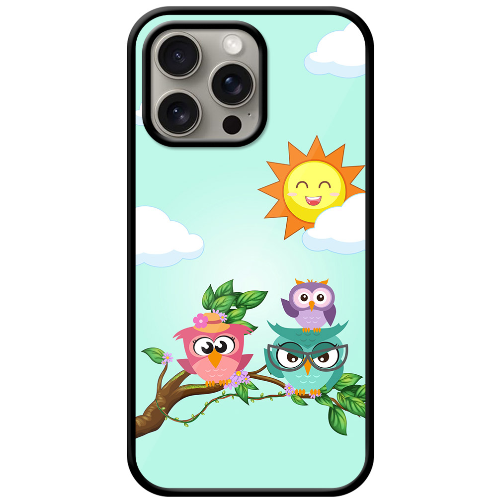 Funny Owl Family Design Metal TPU Printed Case