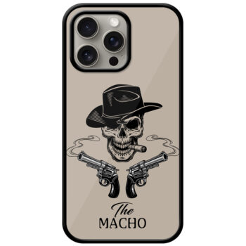 Macho Skull Smoking Cigar Illustration Metal TPU Printed Case