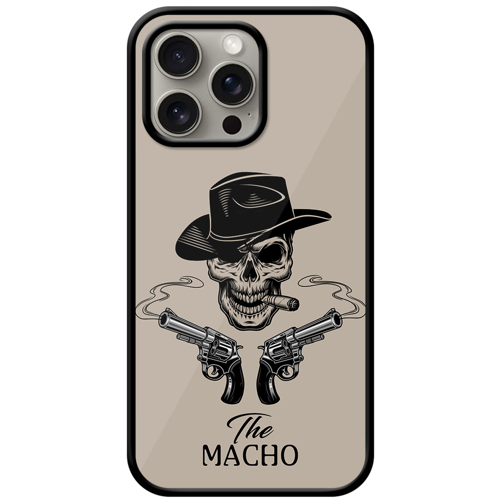 Macho Skull Smoking Cigar Illustration Metal TPU Printed Case