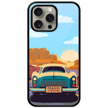 Classic Car Sunset Graphic Illustration Metal TPU Printed Case