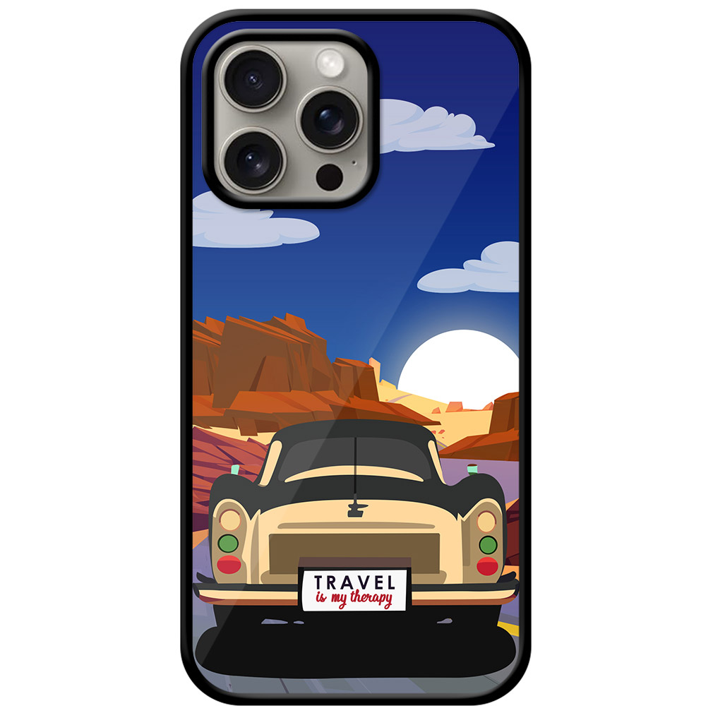 Classic Car Sunset Graphic Illustration Metal TPU Printed Case