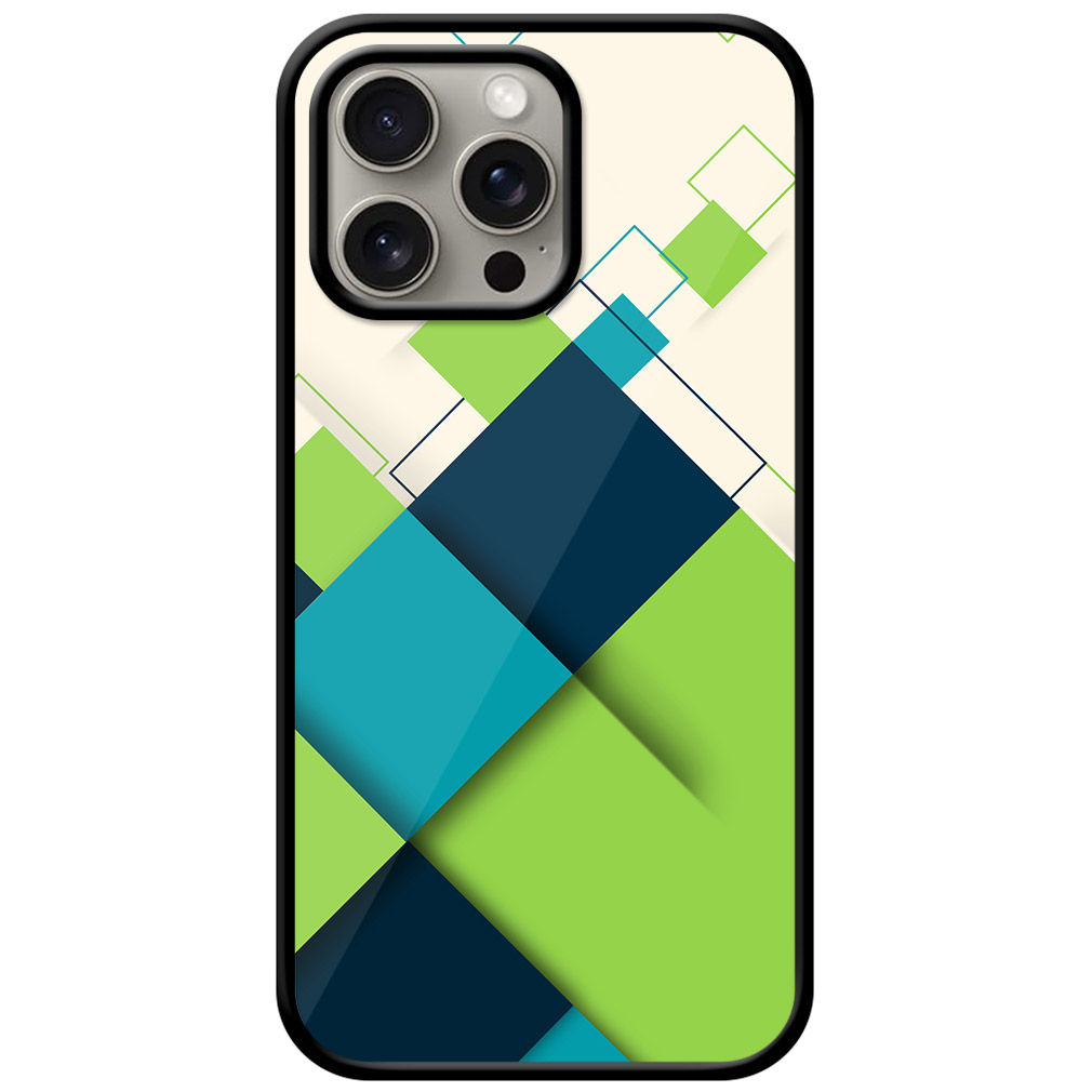 Geometric Square Pattern Metal TPU Printed Case