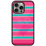 Dual Heart Horizontal Stripes Pattern Metal TPU Printed Case