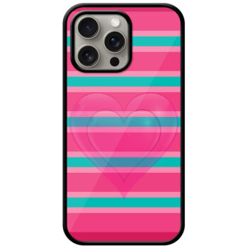 Dual Heart Horizontal Stripes Pattern Metal TPU Printed Case