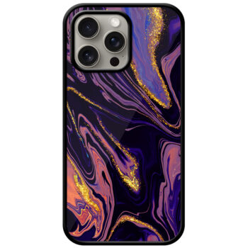 Glitter Gold Liquid Marble Design Metal TPU Printed Case
