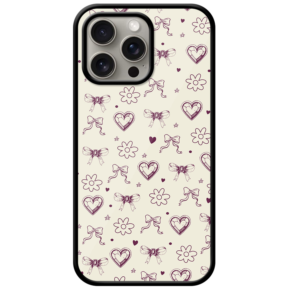 Cute Ribbon Pattern Metal TPU Printed Case
