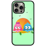 Sunset Bird Couple Graphic Illustration Metal TPU Printed Case