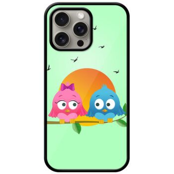Sunset Bird Couple Graphic Illustration Metal TPU Printed Case