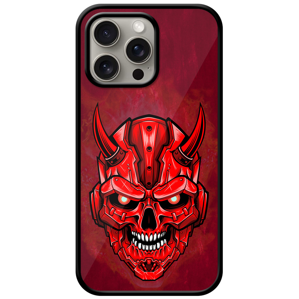 Evil Robotic Skull Illustration Metal TPU Printed Case