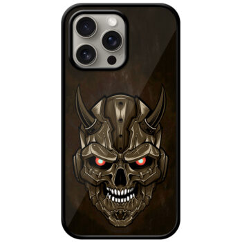 Evil Robotic Skull Illustration Metal TPU Printed Case