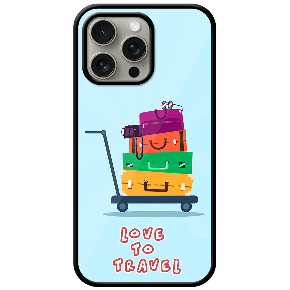 Love To Travel Luggage Trolly Vector Ilustration Metal TPU Printed Case
