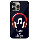 Music Is Magic Headphones Vector Illustration Metal TPU Printed Case