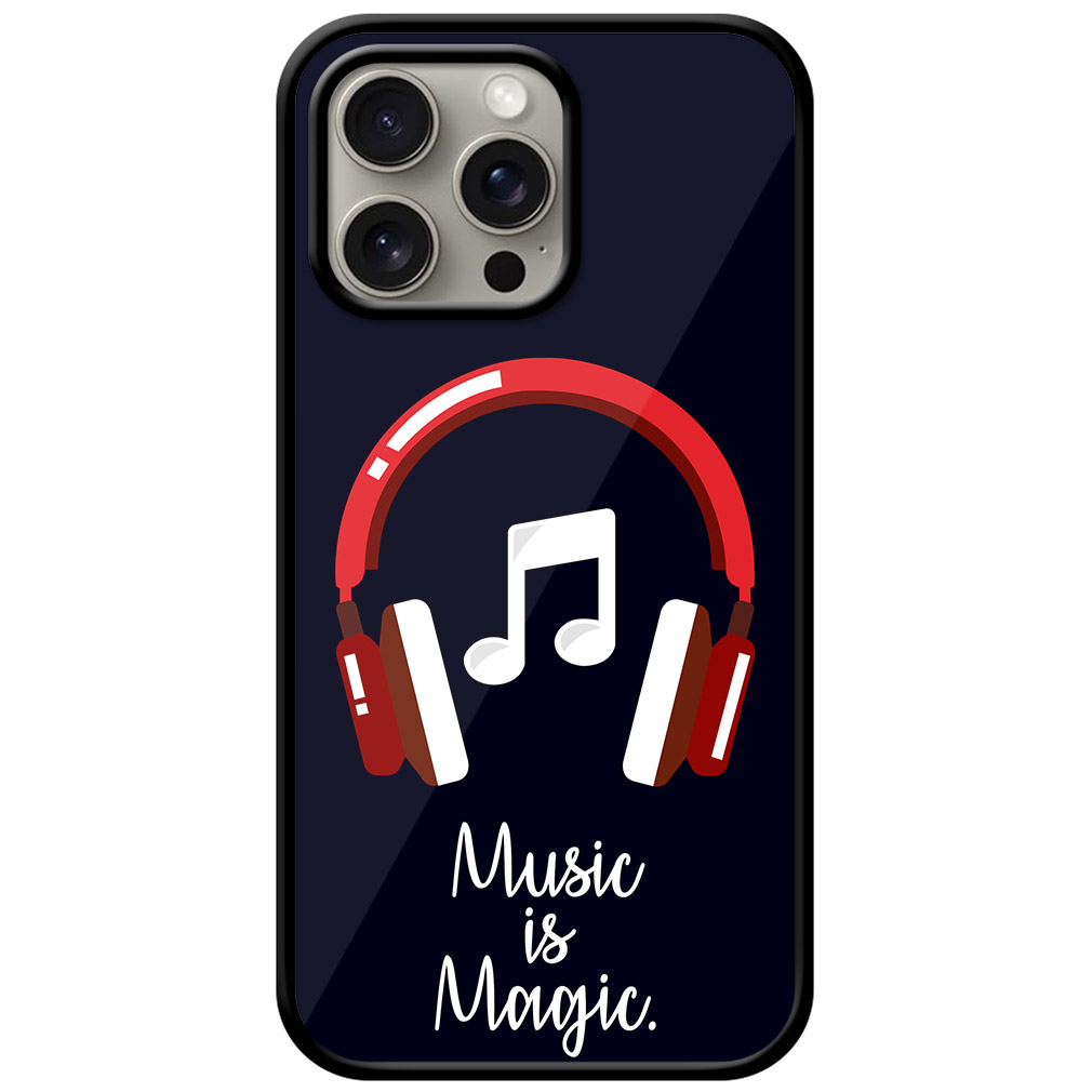Music Is Magic Headphones Vector Illustration Metal TPU Printed Case